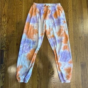 Spiritual Gangster orange and purple tye dye sweatpants